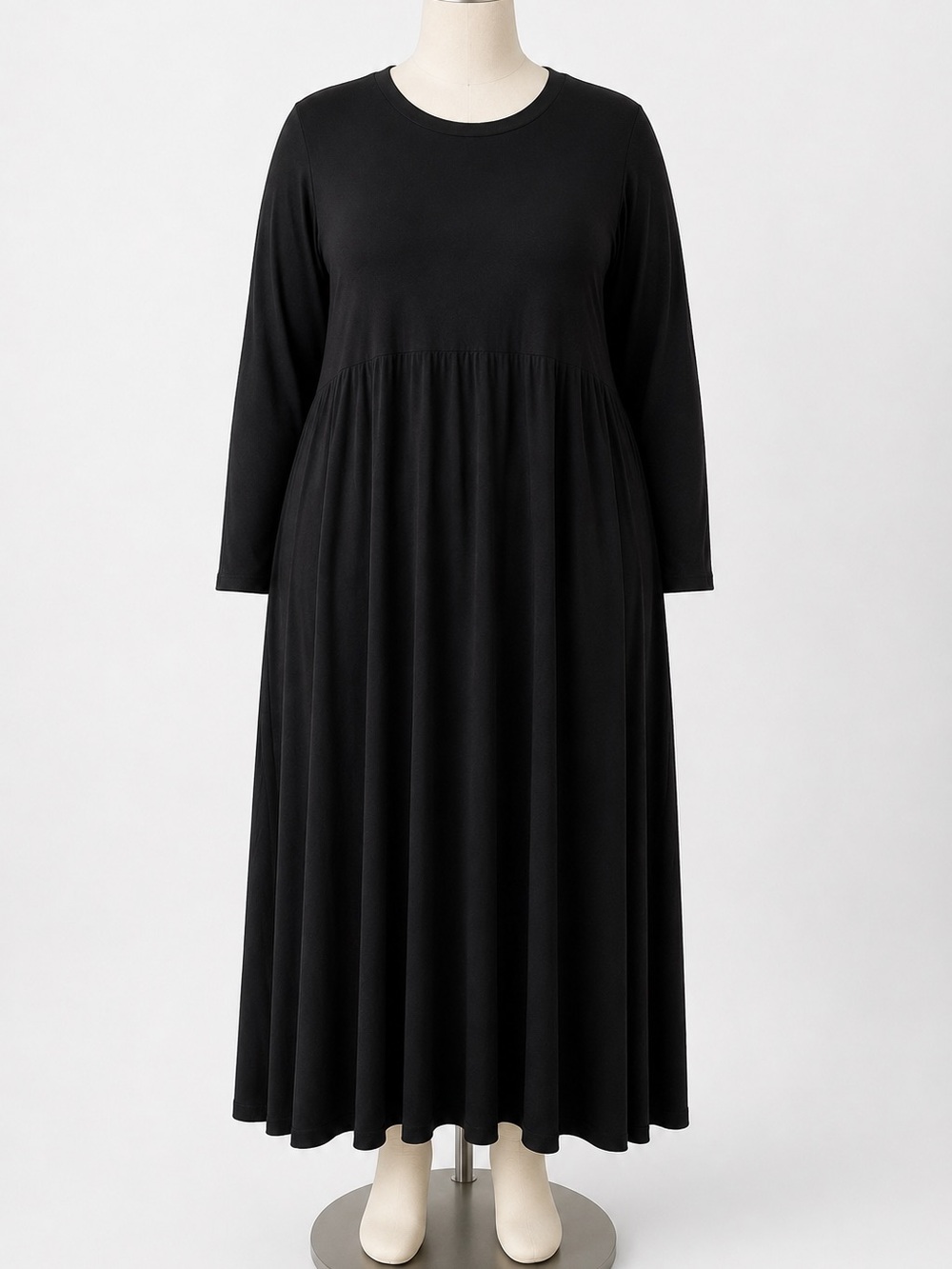 Eileen Fisher Black Long-Sleeve Drop Waist Maxi Dress Size 2X